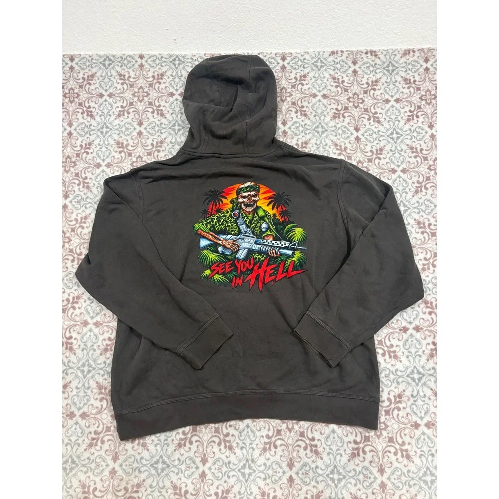 Nike custom Graphic Pullover Hoodie Charcoal Gray XL Mens Sweatshirt